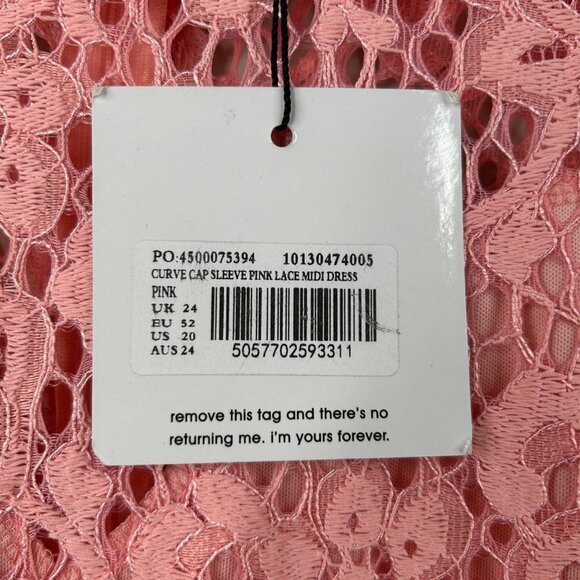 NWT Missguided cap sleeve pink lace midi dress size 20 - Picture 8 of 11